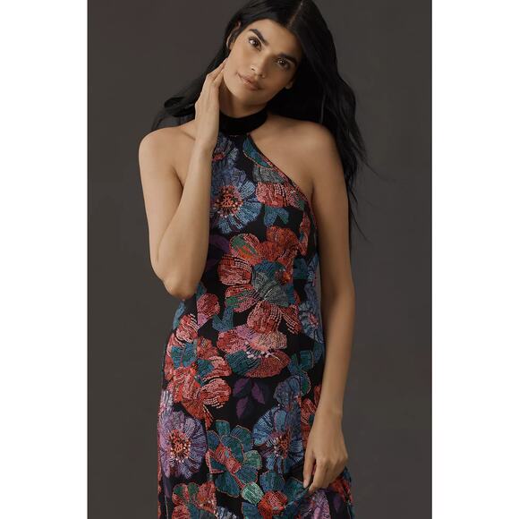 Farm Rio Sleeveless Halter Bow Floral Midi Dress - New XL - Picture 3 of 5